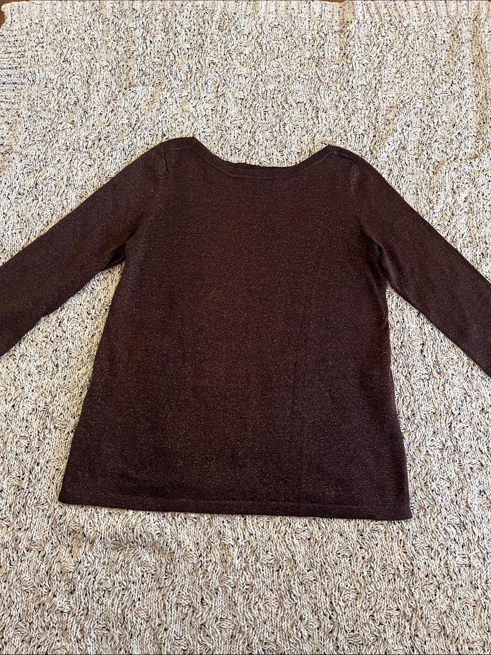 Jones New York Dark Brown Scoop Neck Sweater